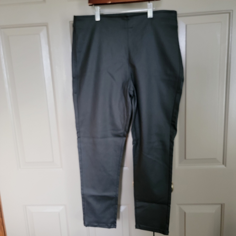Signature Studio ladies black faux leather pants.